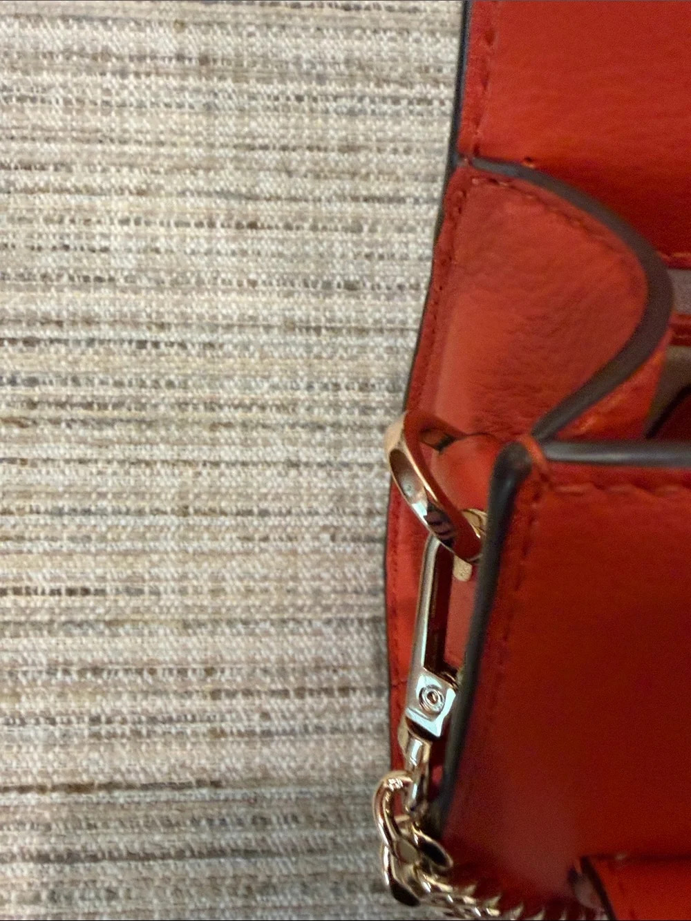 Strathberry Mini Crossbody in Burnt Orange with Gold Chain - Picture 11 of 16